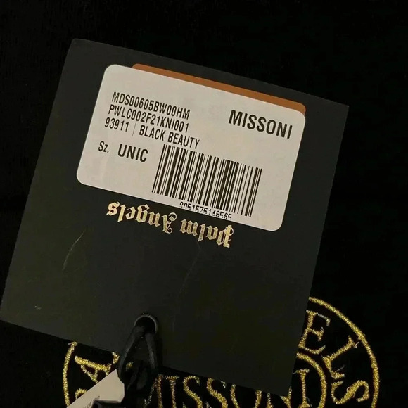 NWT PALM ANGELS X MISSONI HERITAGE BEANIE Black Yellow - Picture 6 of 8